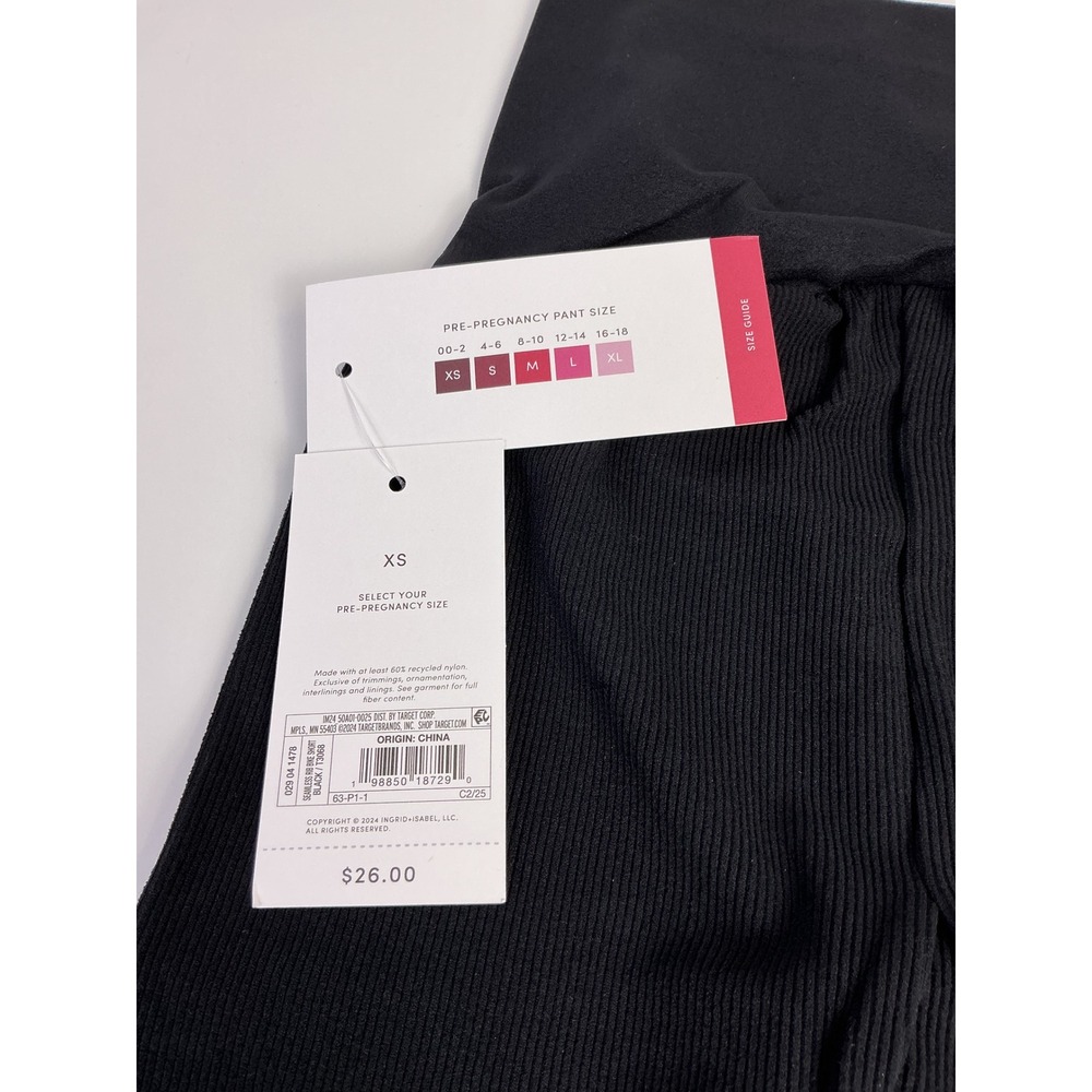 Isabel Maternity Stretchy  Black Ribbed Bike Shorts XS Pregnancy - Picture 7 of 8